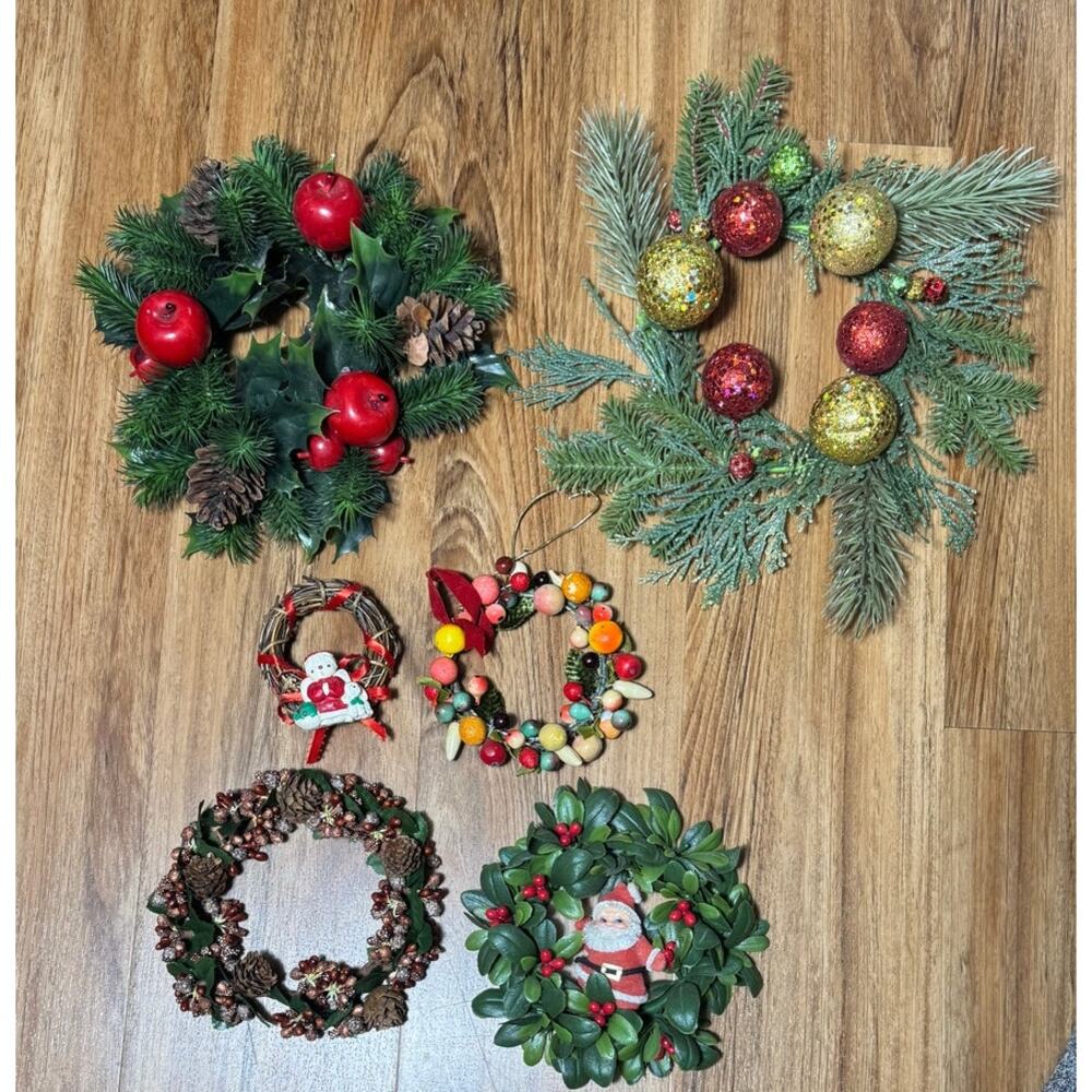 Christmas Candle Ring and Wreath Lot - 6 Pieces